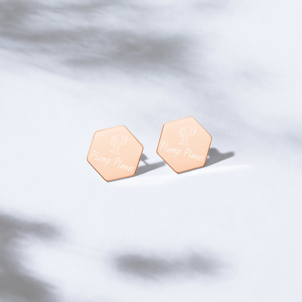 【Free Shipping】Plump Planet Sterling Silver Hexagon Stud Earrings 純銀六邊形蜂巢耳釘耳環