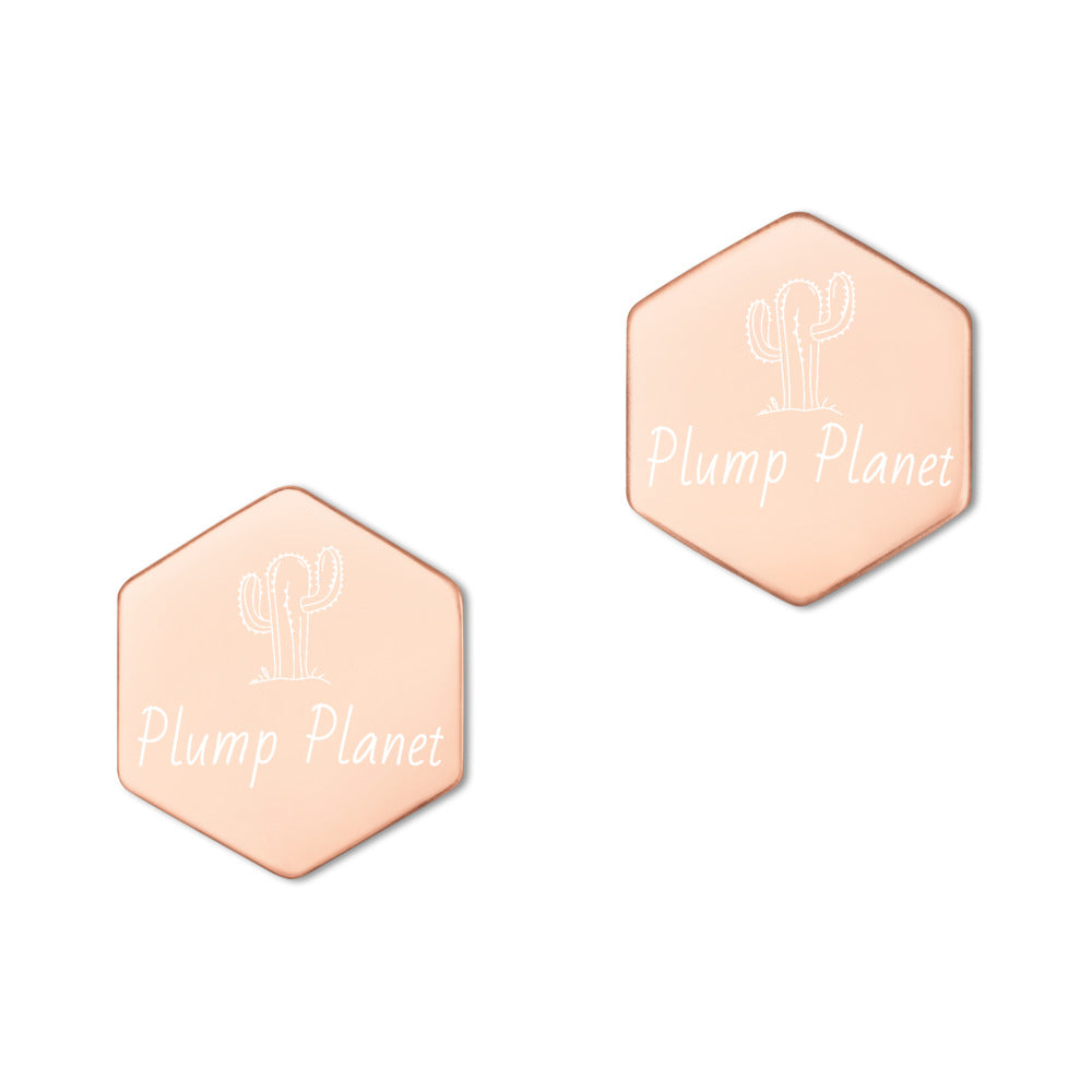 【Free Shipping】Plump Planet Sterling Silver Hexagon Stud Earrings 純銀六邊形蜂巢耳釘耳環