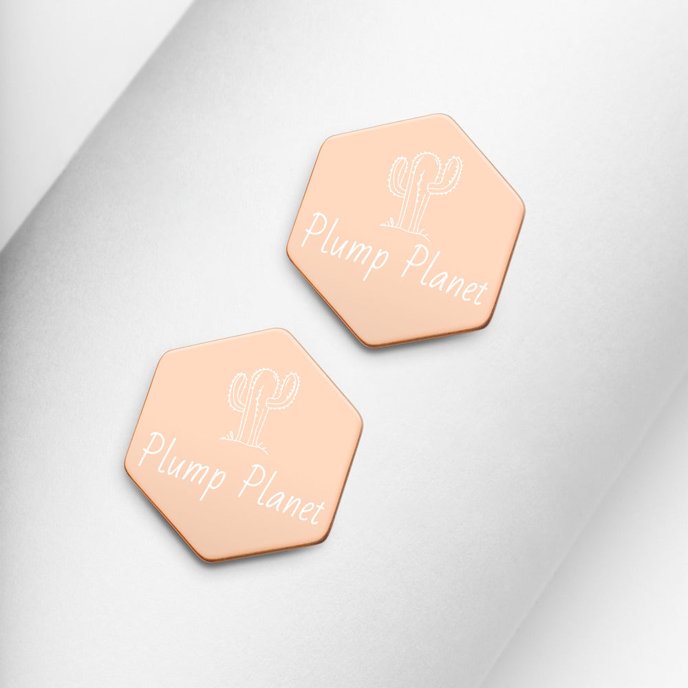 【Free Shipping】Plump Planet Sterling Silver Hexagon Stud Earrings 純銀六邊形蜂巢耳釘耳環