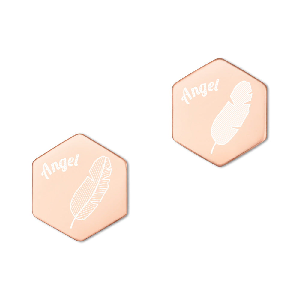 【Free Shipping】Angel Sterling Silver Hexagon Stud Earrings 純銀六邊形蜂巢耳釘耳環