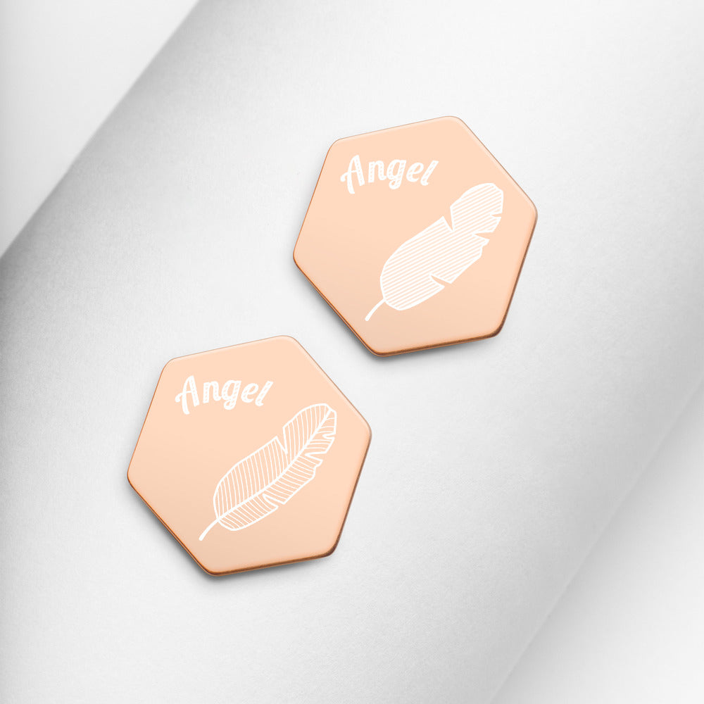 【Free Shipping】Angel Sterling Silver Hexagon Stud Earrings 純銀六邊形蜂巢耳釘耳環