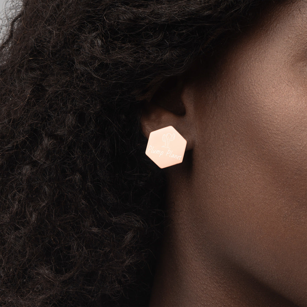 【Free Shipping】Plump Planet Sterling Silver Hexagon Stud Earrings 純銀六邊形蜂巢耳釘耳環