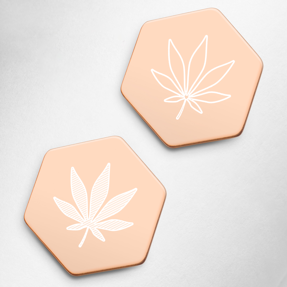 【Free Shipping】Plant Sterling Silver Hexagon Stud Earrings 純銀六邊形蜂巢耳釘耳環