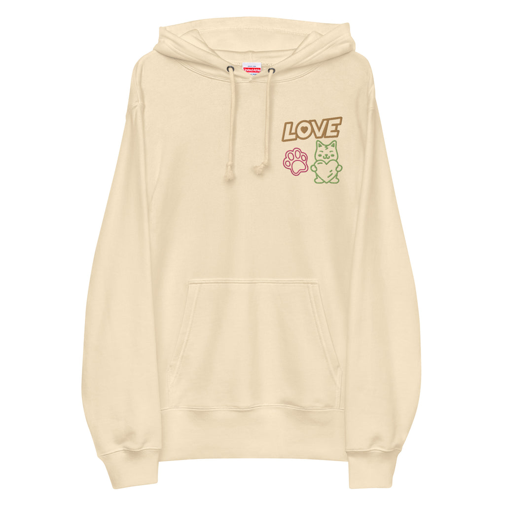 Made in Japan｜LOVE Embroidered Patch French Terry Hoodie Unisex French Terry Pullover Hoodie (7 Colors)