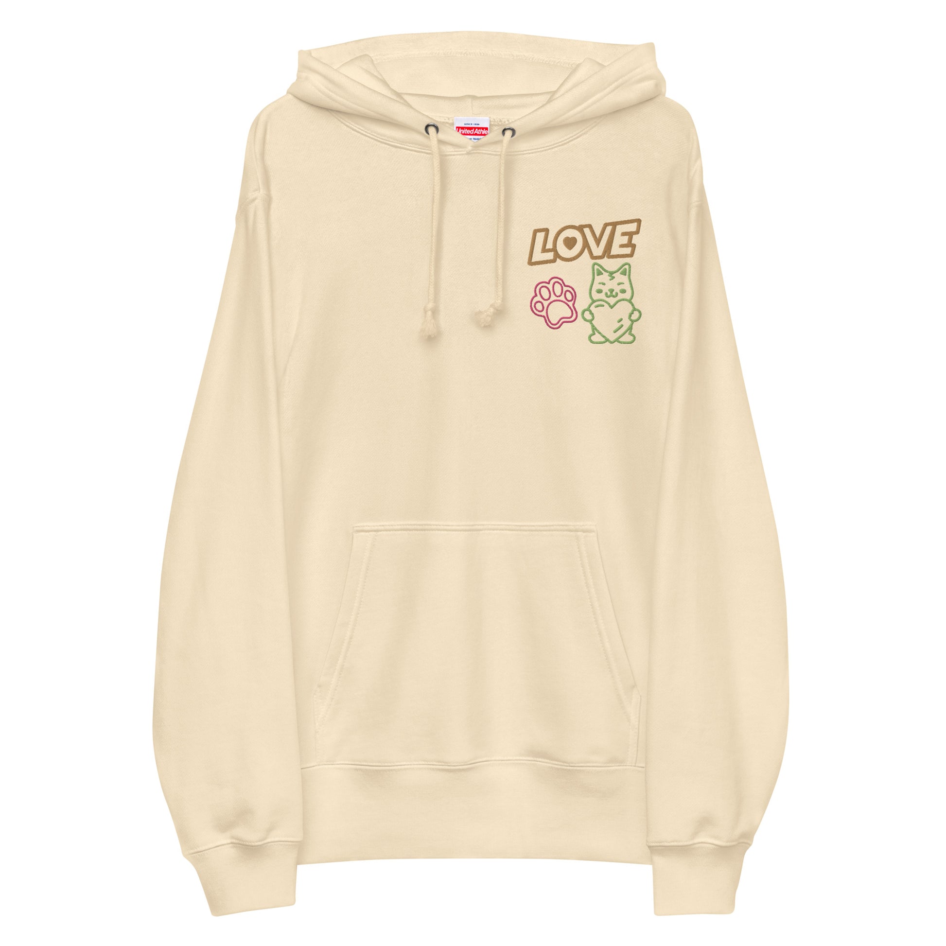 Made in Japan｜LOVE Embroidered Patch French Terry Hoodie Unisex French Terry Pullover Hoodie (7 Colors)