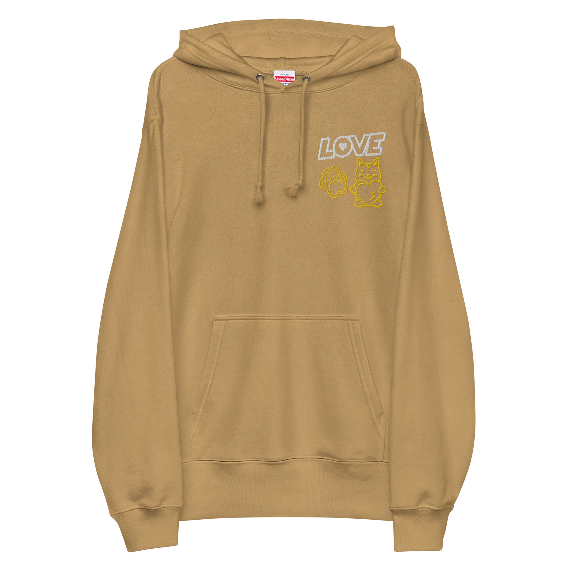 Made in Japan｜LOVE Embroidered Patch French Terry Hoodie Unisex French Terry Pullover Hoodie (7 Colors)