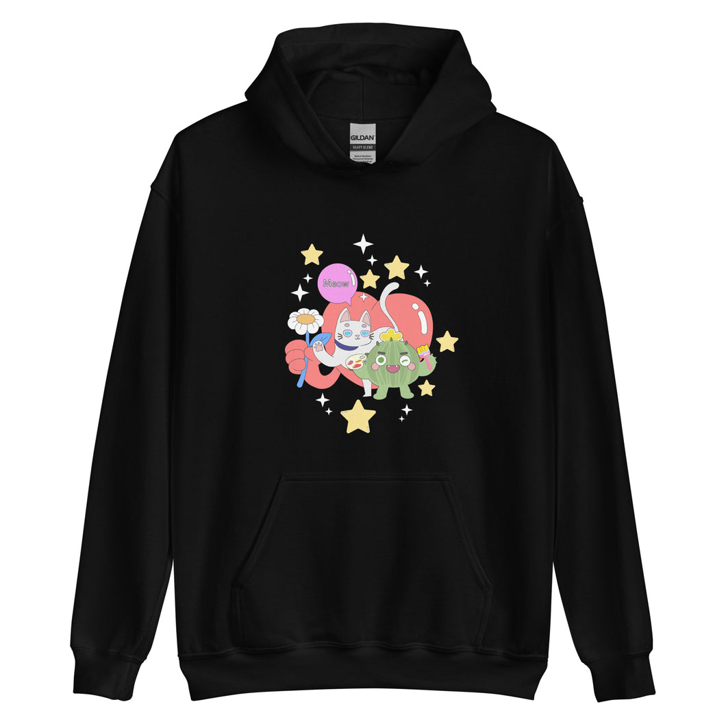 Hoodie | Cactus with Cat Friend Spock (4 Colors)