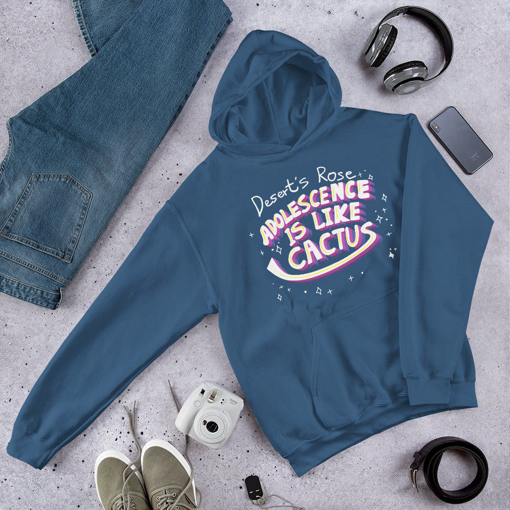 連帽衫 Hoodie | Adolescence is like cactus / Calligraphy Font Art (4 Colors)