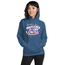 Load image into Gallery viewer, Hoodie | Adolescence is like cactus / Calligraphy Font Art (4 Colors)
