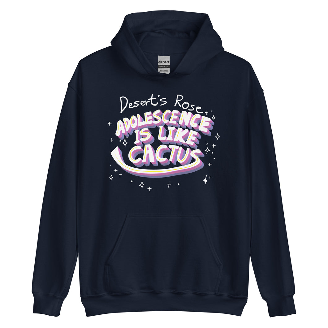 Hoodie | Adolescence is like cactus / Calligraphy Font Art (4 Colors)