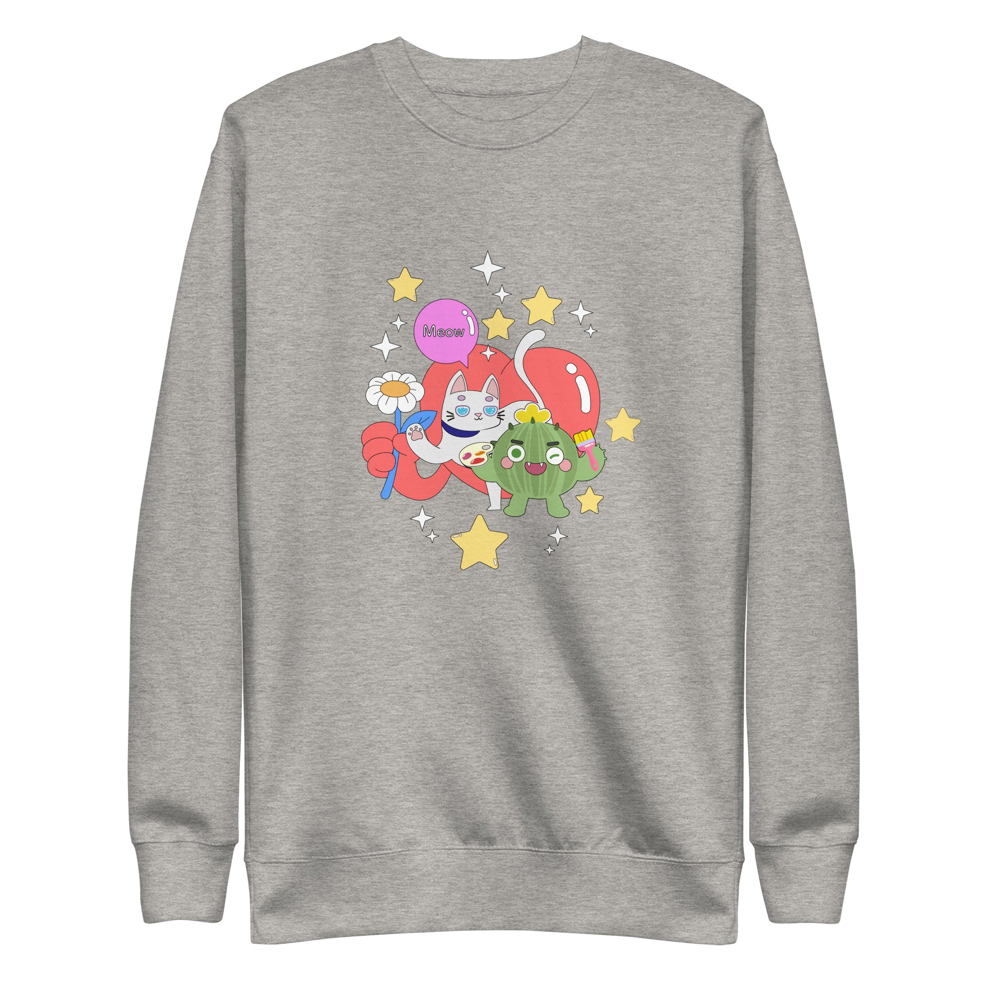 中性高級衛衣 Unisex Premium Sweatshirt | Cactus with Cat Friend Spock (4 Colors)