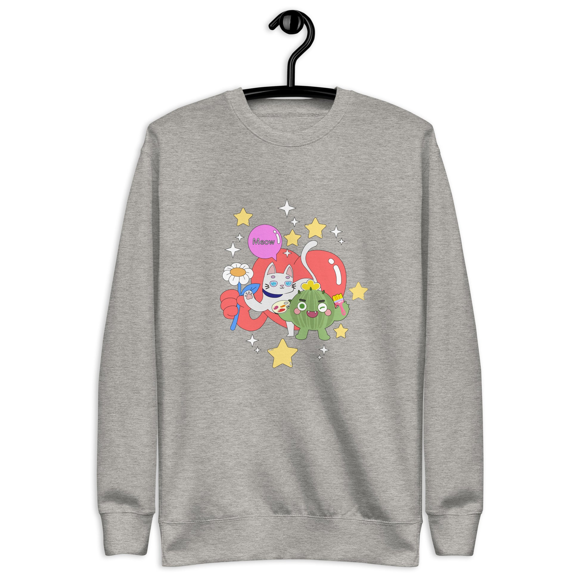 中性高級衛衣 Unisex Premium Sweatshirt | Cactus with Cat Friend Spock (4 Colors)