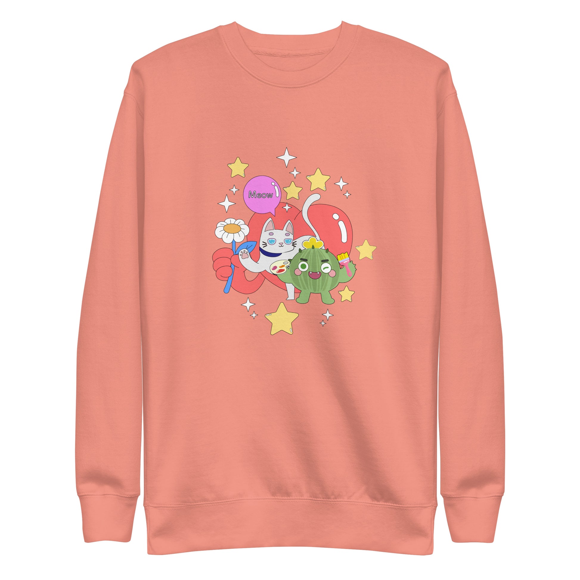 中性高級衛衣 Unisex Premium Sweatshirt | Cactus with Cat Friend Spock (4 Colors)