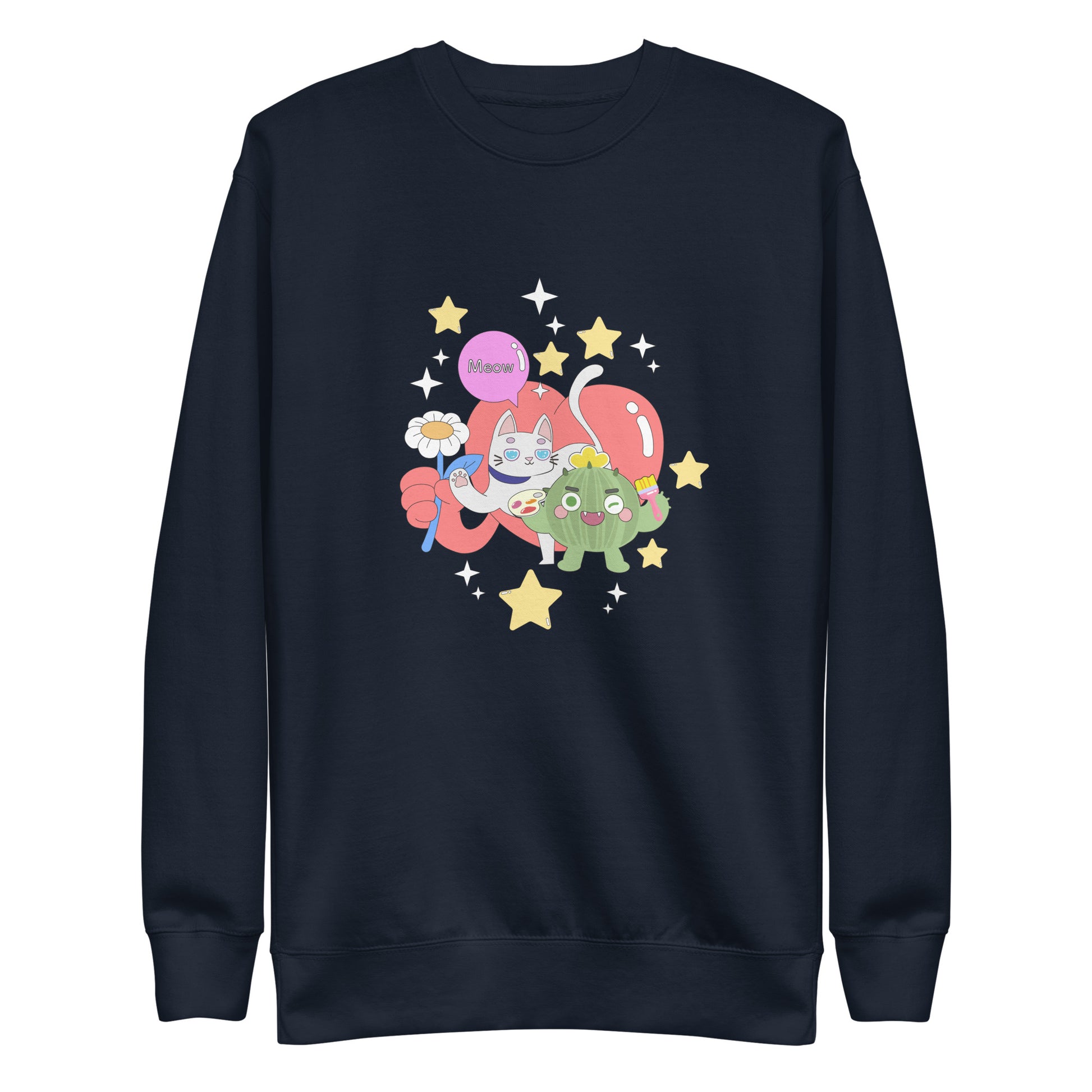 中性高級衛衣 Unisex Premium Sweatshirt | Cactus with Cat Friend Spock (4 Colors)