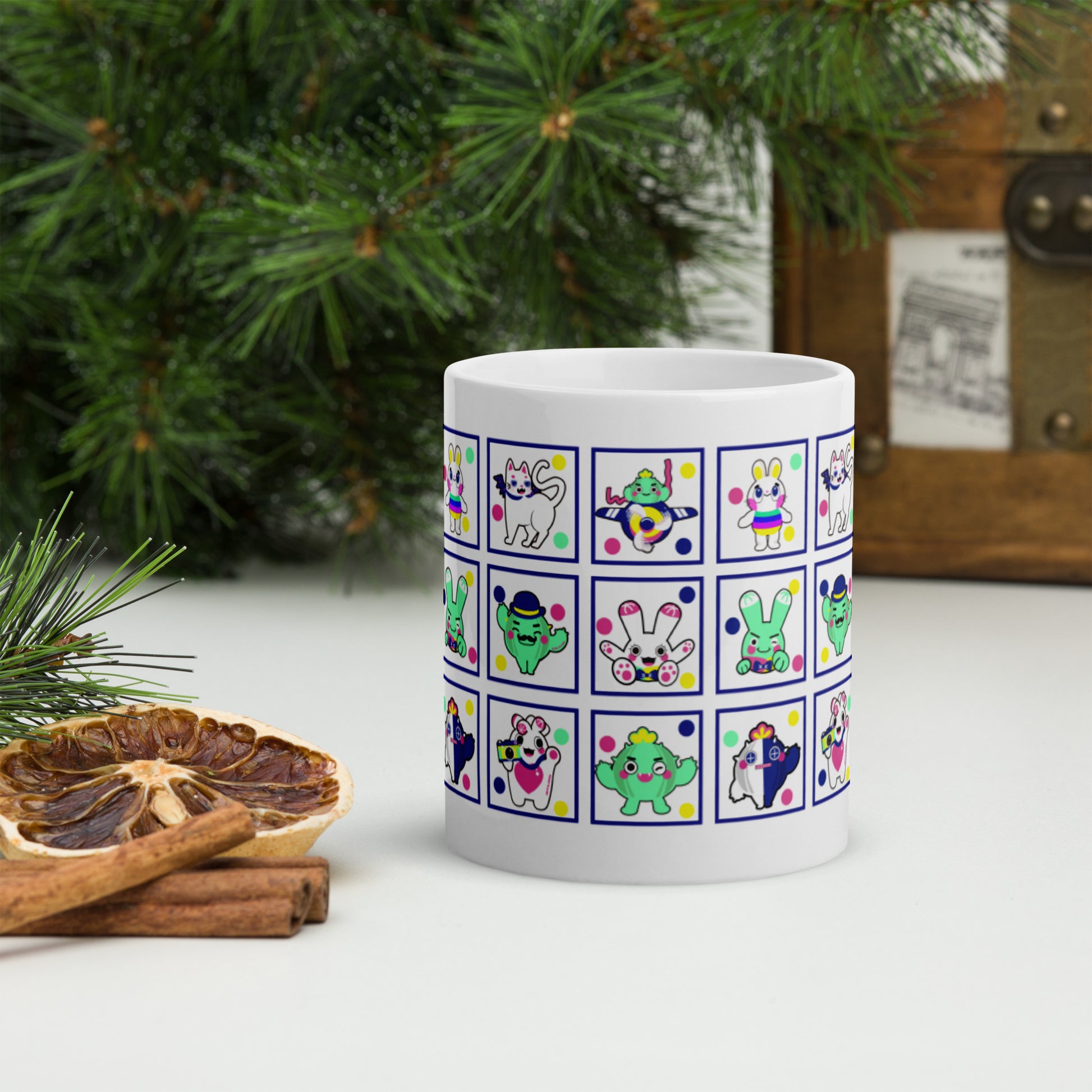 陶瓷馬克杯 Glossy Mug | Colorful Cactus Family