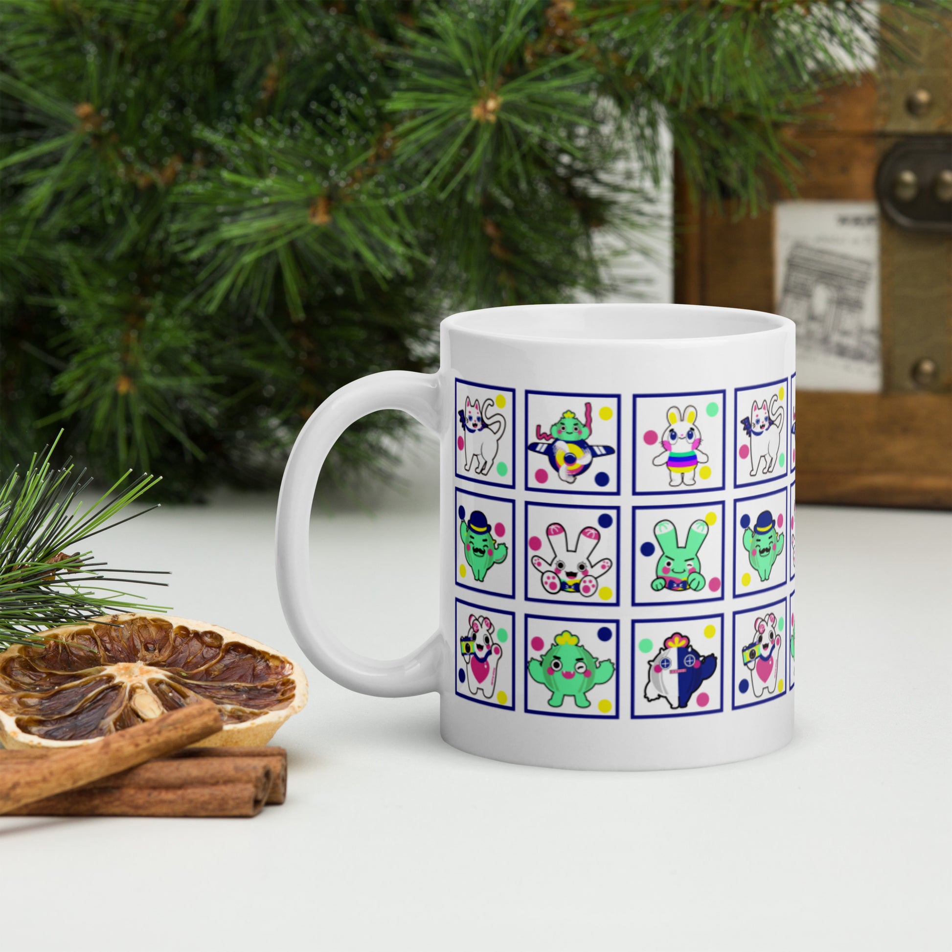 陶瓷馬克杯 Glossy Mug | Colorful Cactus Family