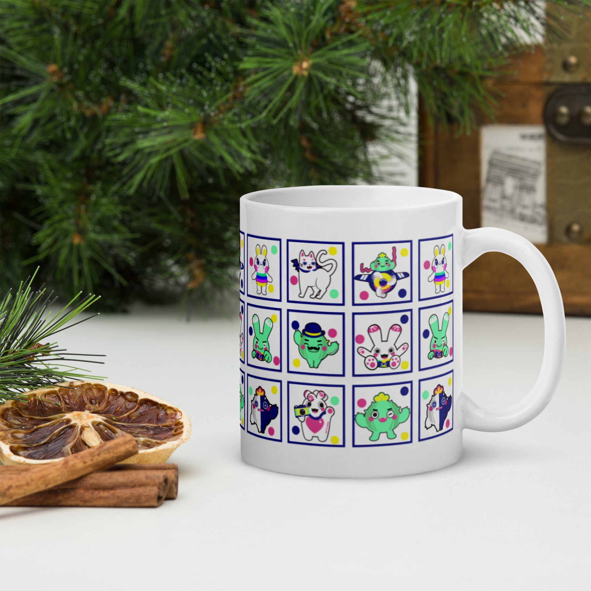 陶瓷馬克杯 Glossy Mug | Colorful Cactus Family
