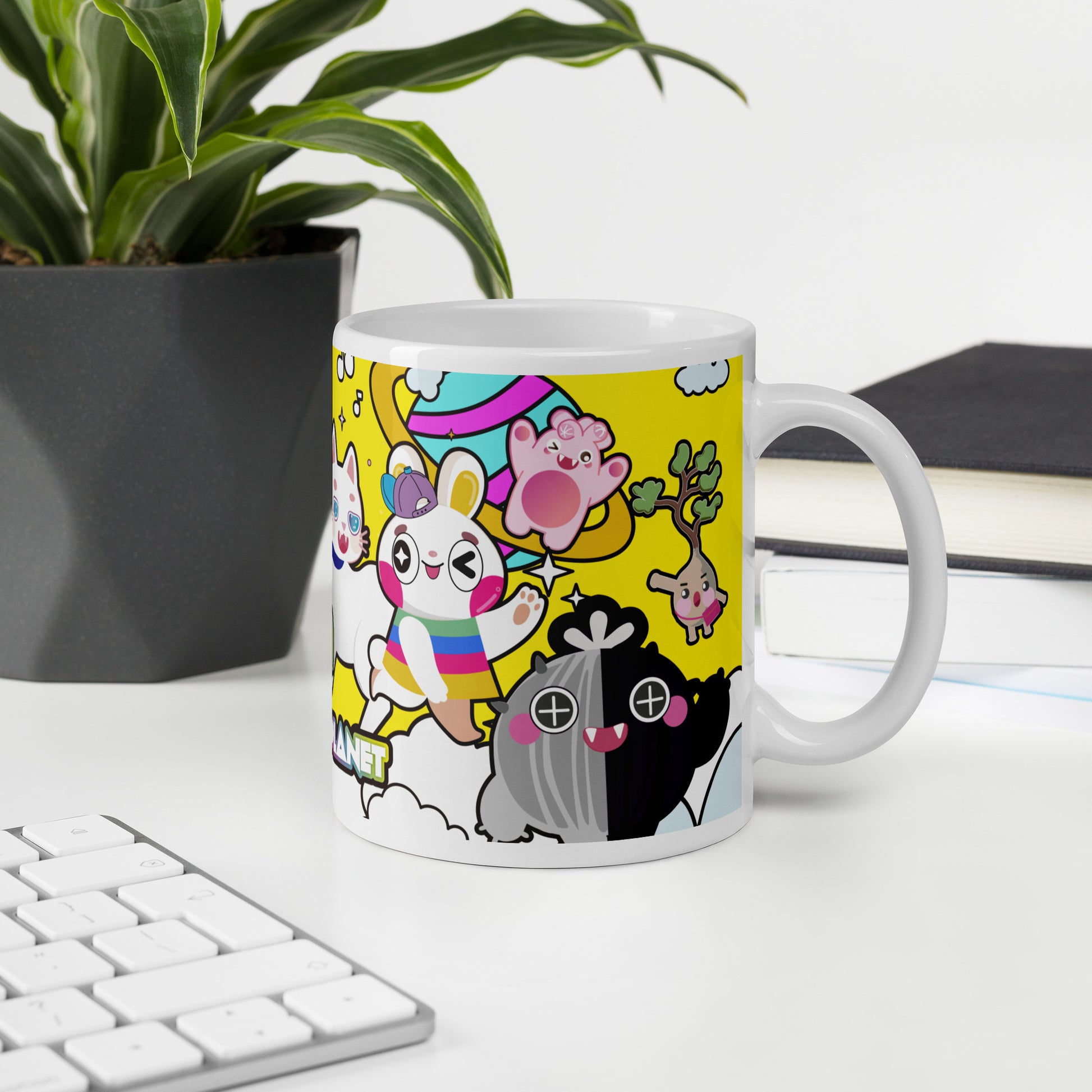 陶瓷馬克杯 Glossy Mug | Cactus playing with Cat Friend Spock